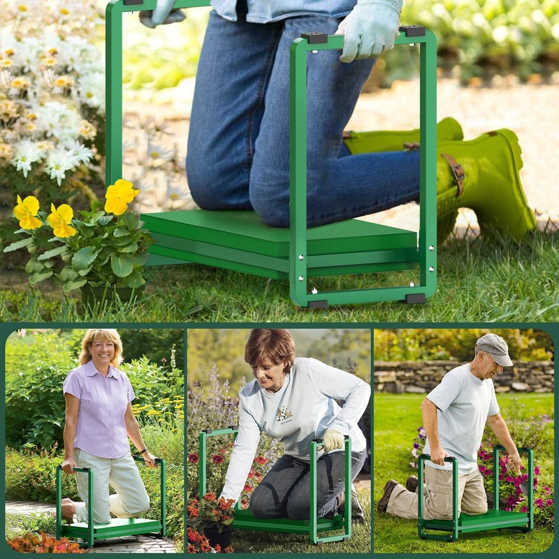 FLINTER 10.2" Wider Garden Kneeler and Seat, Heavy Duty Thick Gardening Bench for Kneeling and Seat - Garden Kneelers for Seniors, Gardening Stools for Women, Grandparents, Gardeners, Green - Image 4